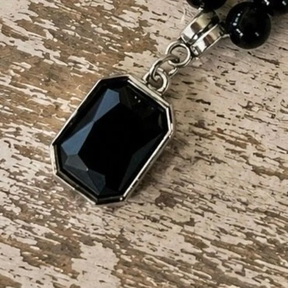 Men’s Tiger Eye & Black Bead Pendant Necklace